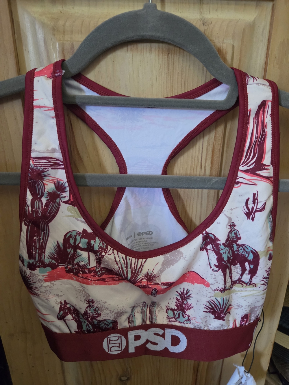 PSD Women's Desert Print Sports Bra - Burgundy/White